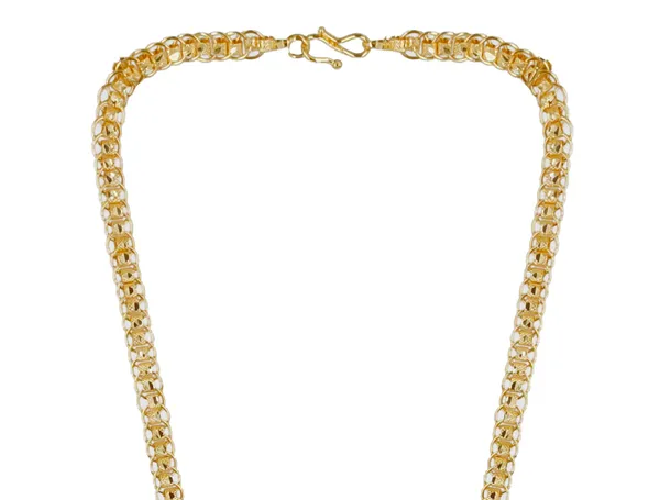 SHANKHRAJ_MALL_Gold-Toned_Byzantine_Chain_Necklace_with_Shield_Pendant,_50_cm_(ring_koyali)