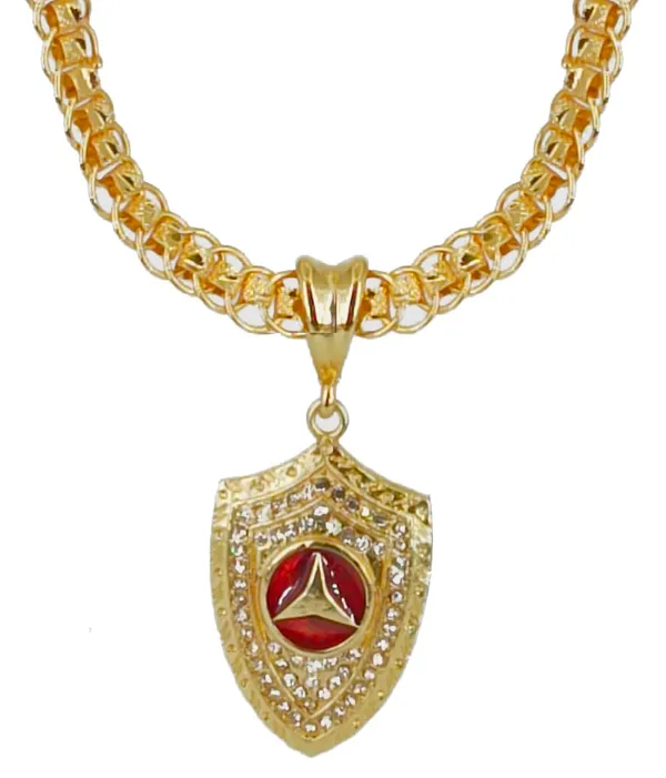 SHANKHRAJ_MALL_Gold-Toned_Byzantine_Chain_Necklace_with_Shield_Pendant,_50_cm_(ring_koyali)