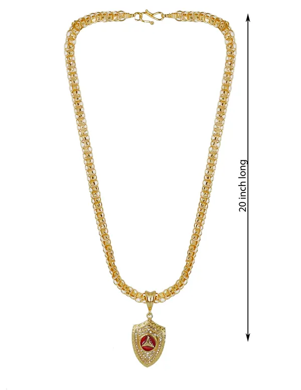 SHANKHRAJ_MALL_Gold-Toned_Byzantine_Chain_Necklace_with_Shield_Pendant,_50_cm_(ring_koyali)
