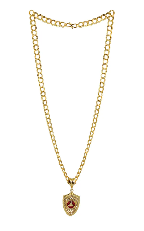 SHANKHRAJ_MALL_Gold-Toned_Byzantine_Chain_Necklace_with_Shield_Pendant,_50_cm_(dual_kadi)
