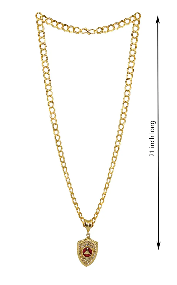 SHANKHRAJ_MALL_Gold-Toned_Byzantine_Chain_Necklace_with_Shield_Pendant,_50_cm_(dual_kadi)