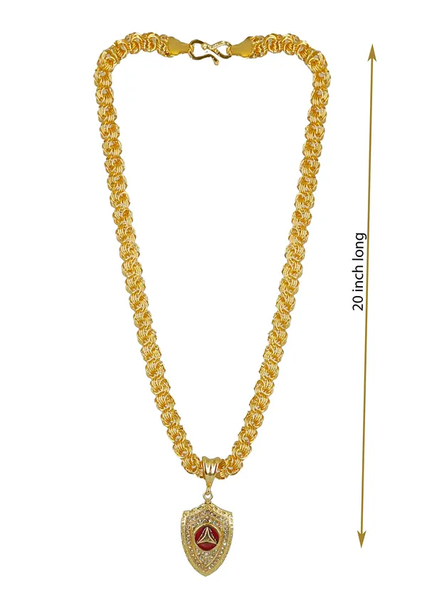 SHANKHRAJ_MALL_Gold-Toned_Byzantine_Chain_Necklace_with_Shield_Pendant,_50_cm_(spreen_holo)
