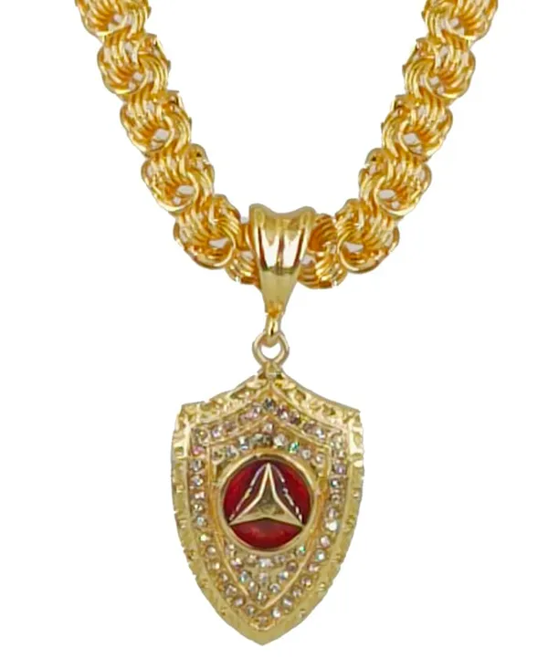 SHANKHRAJ_MALL_Gold-Toned_Byzantine_Chain_Necklace_with_Shield_Pendant,_50_cm_(spreen_holo)
