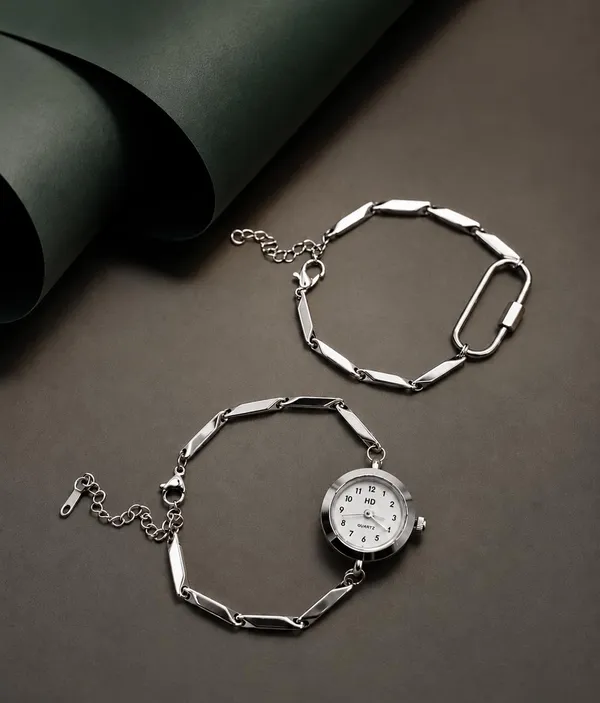 SHANKHRAJ_MALL_Quartz_Bracelet_Watch_with_Chain_Link_Band,_Silver
