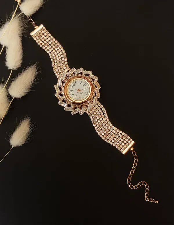 SHANKHRAJ_MALL_Women’s_Rose_Gold_Designer_Watch_–_Luxury_Rhinestone_Studded_Bracelet_Style_Analog_Wrist_Watch_with_Crystal_Dial_for_Party,_Wedding_&_Gift