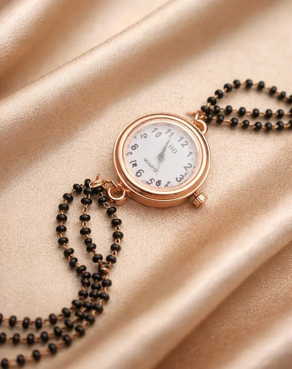 SHANKHRAJ_MALL_Silver/Rose_Gold_Diamond_Studded_Bracelet_Watch_for_Women_|_Elegant_Designer_Chain_Strap_Watch_for_Girls_(Black)