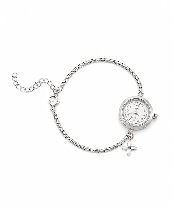 SHANKHRAJ_MALL_Flower_Charm_Bracelet_Watch_for_Women_|_Mini_Round_Quartz_Analog_Wrist_Watch_|_Adjustable_Chain_Bracelet_|_Fashion_Jewelry_Watch_for_Girls_&_Women