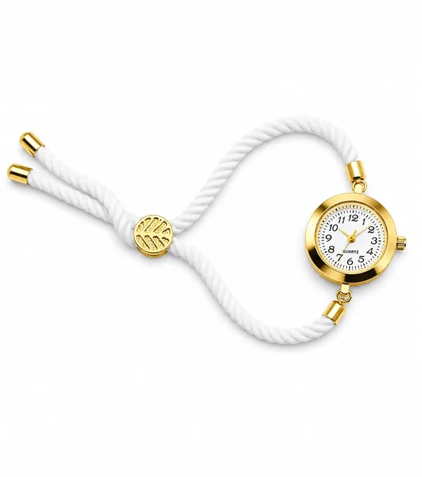 SHANKHRAJ_MALL_Vintage_Quartz_Bracelet_Watch,_Gold-Tone_Round_Dial,_Brown_Rope_Strap,_Retro_Style_(WHITE)