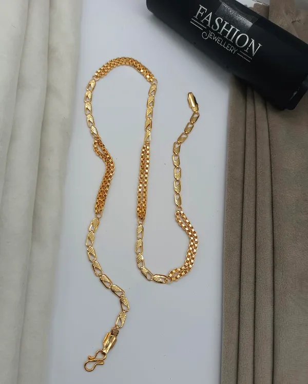 SHANKHRAJ_MALL_Gold-Plated_Brass_Chain_Necklace_for_Men_Women,_22_Inches,_Modern_Style,_S-Hook_Clasp