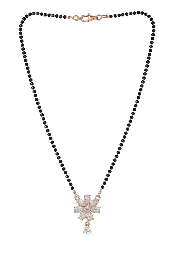 Rose_Gold_Plated_Floral_Pendant_Mangalsutra_with_Sparkling_CZ_Stones_&_Premium_Black_Beads_|_Lightweight_Jewelry_for_Women