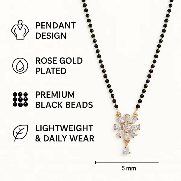 Rose_Gold_Plated_Floral_Pendant_Mangalsutra_with_Sparkling_CZ_Stones_&_Premium_Black_Beads_|_Lightweight_Jewelry_for_Women
