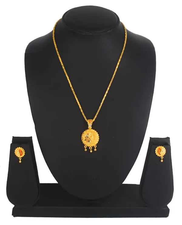 SHANKHRAJ_MALL_Gold_Plated_Necklace_Set_with_Earrings_|_Mix_Design_Traditional_Pendant_&_Matching_Earrings_Jewelry_for_Women