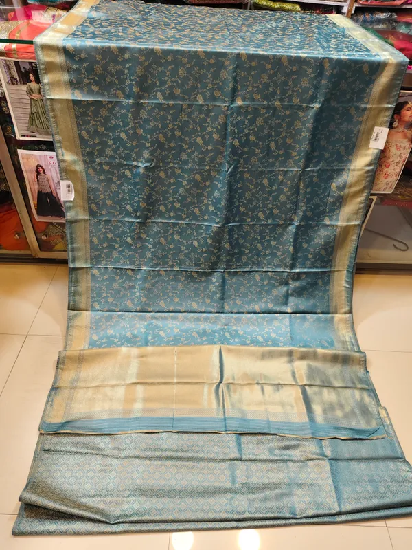 Teal_Floral_Print_Saree_for_Women