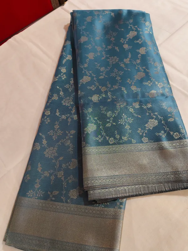 Teal_Floral_Print_Saree_for_Women