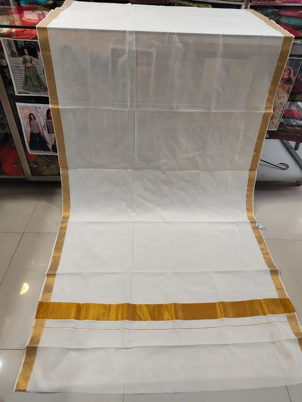 White_Traditional_Gold_Border_Saree_for_Women