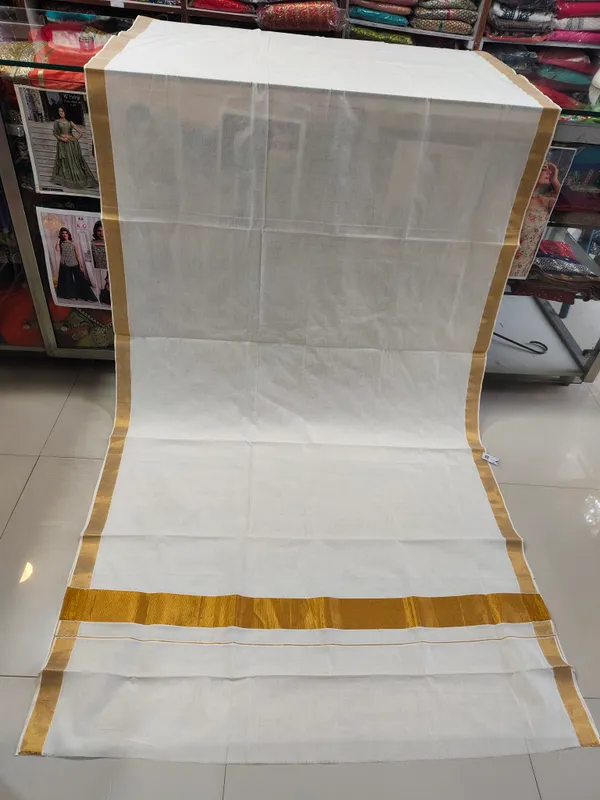 White_Traditional_Gold_Border_Saree_for_Women
