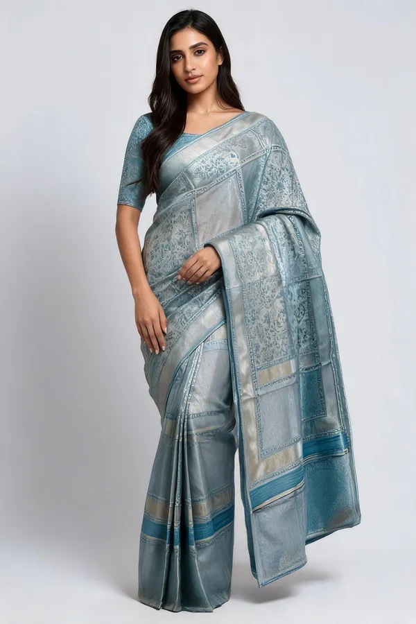 Blue_Floral_Pattern_Saree_For_Women