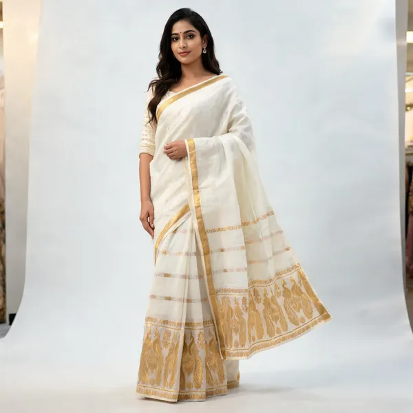 Cream_Woven_Saree_For_Women