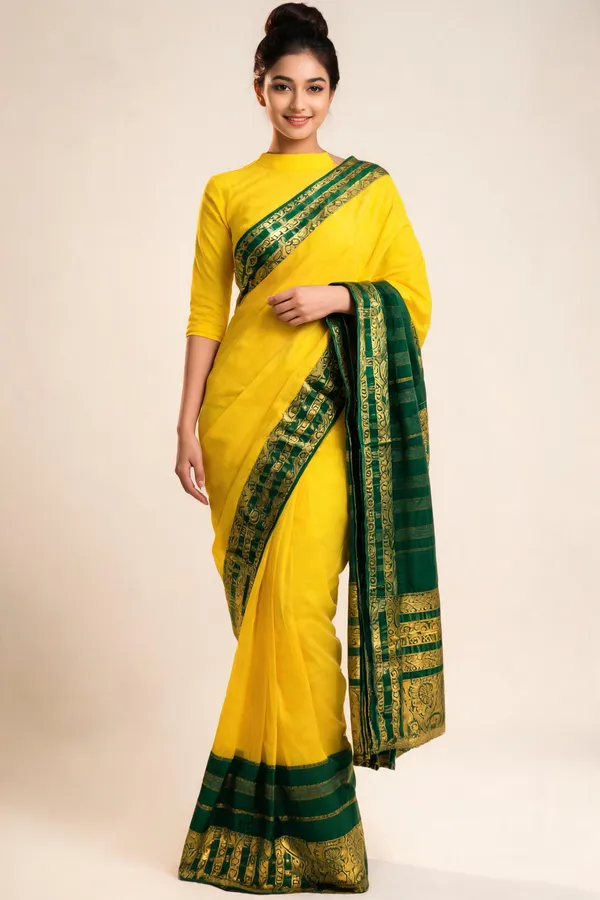 Yellow_Green_Ethnic_Saree_For_Women