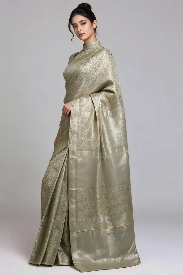 Green_Woven_Floral_Saree_For_Women