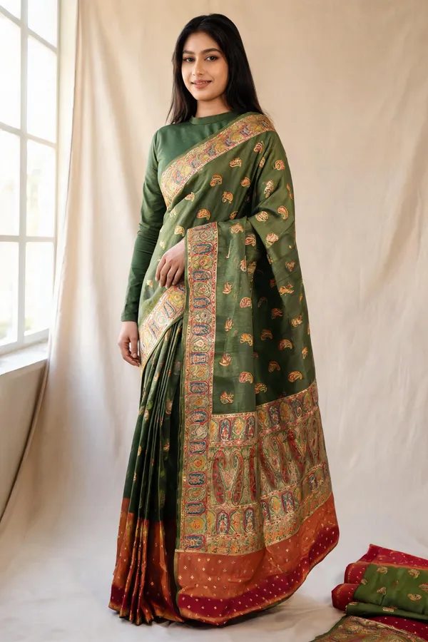 Green_Paisley_Print_Saree_For_Women