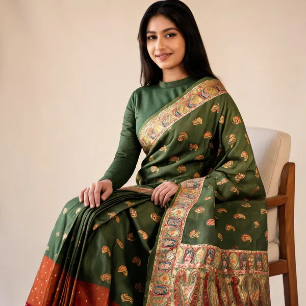 Green_Paisley_Print_Saree_For_Women
