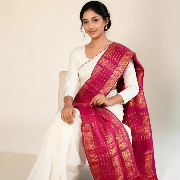 Magenta_Traditional_Zari_Border_Saree_For_Women