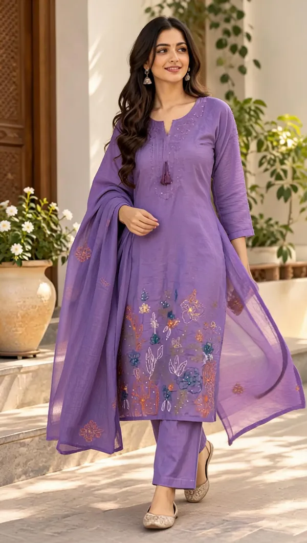 Purple_Embroidered_Kurta_Set_With_Matching_Pants_And_Dupatta_For_Women