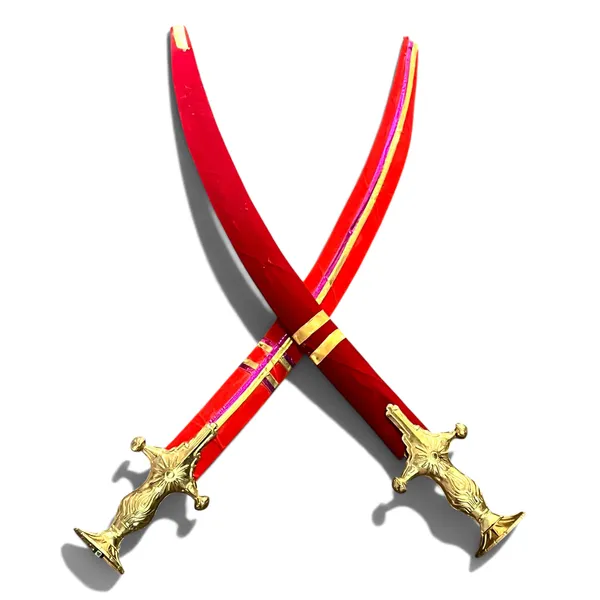 Red_&_Maroon_Velvet_King_Queen_Decorative_Kirpan_Set_Of_2