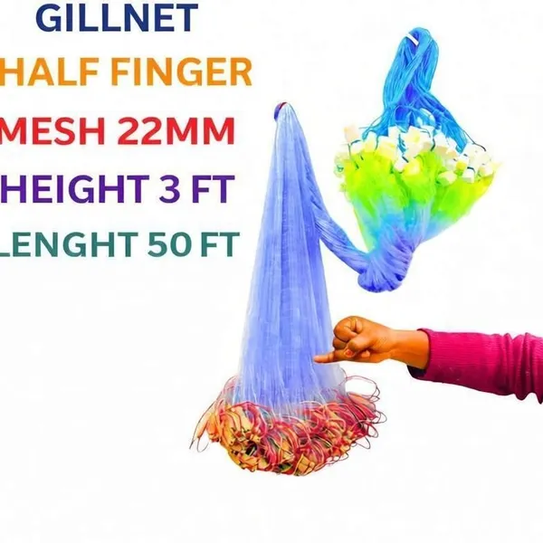 NETKING_0.75_Finger_22mm_Fishing_Gillnet_–_3.2ft_x_50-60ft_Net_with_Clay_Sinkers_Fishing_Net_(Multicolor)