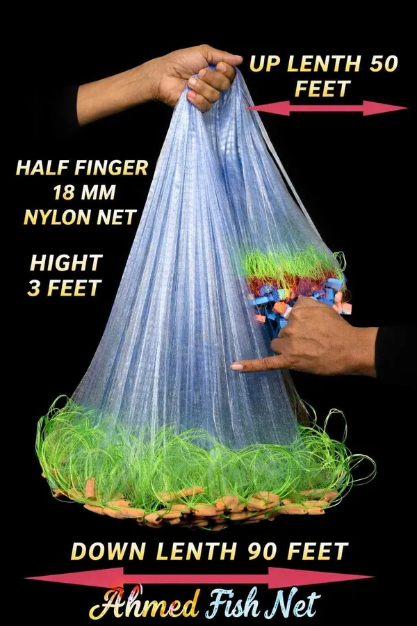 AhmedFishNet_Half_finger_18mm_mesh_size,height-3feet_Gillnet(pack_of_2)_Fishing_Net_(Multicolor)