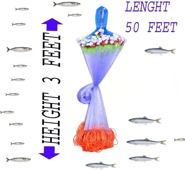 AHMEDENTERPRISE_Ahmed_Half_Finger_18mm_Fishing_Gillnet,_Height_3Feet_Fishing_Net_(Multicolor)