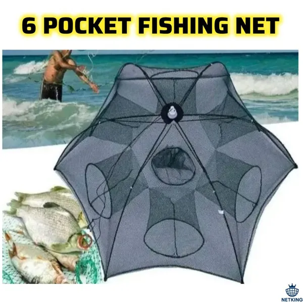 NETKING_Umbrella_Crab_Fishing_Net_6_Pocket_6mm_Mesh_Foldable_Trap_for_Fish_Crab_&_Shrimp_Fishing_Net_(Green)