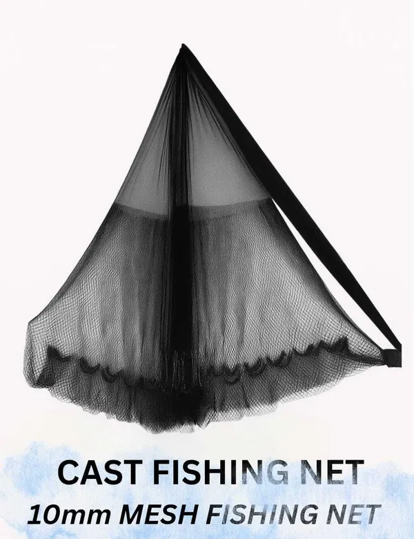 AHMEDENTERPRISE_Cast_Fising_Net_10mm_Mesh_size_Weight-4.2kg_(Black,White)_Fishing_Net_(Multicolor)