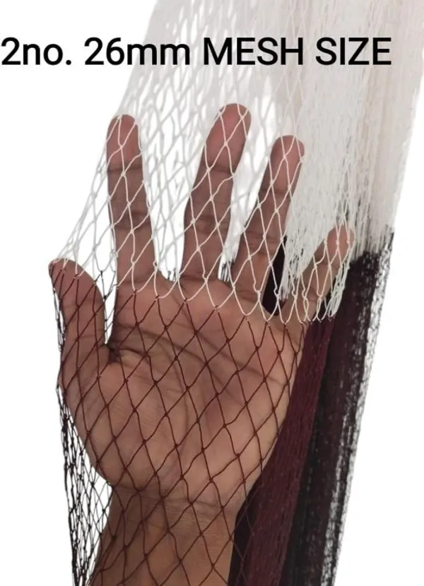 AhmedFishNet_2no._26mm_MESH,_ROUND-55feet,_WEIGHT-5kg,_HEIGHT-12feet(white+maroon)_Fishing_Net_(Multicolor)