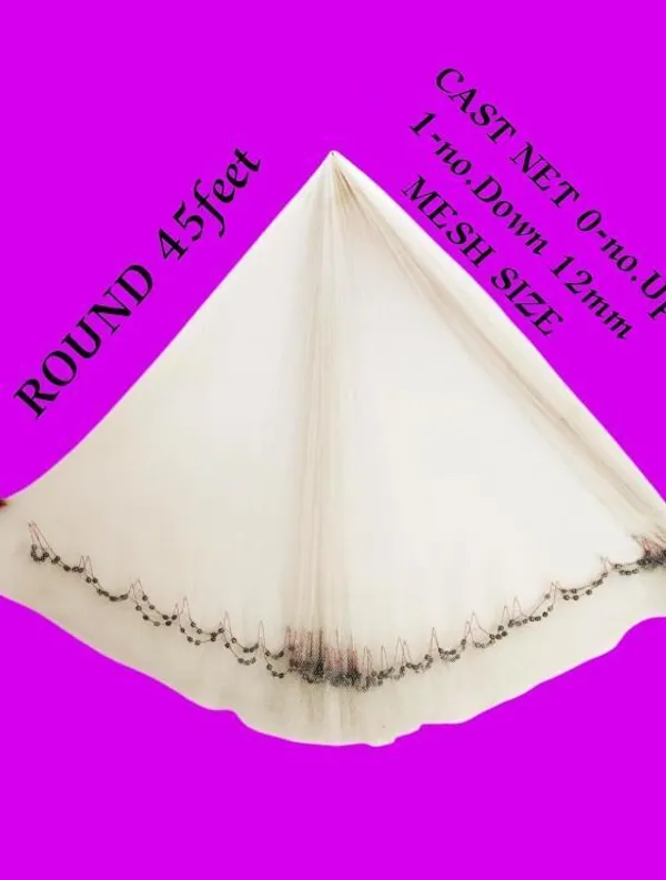 AhmedFishNet_0no.UP_1no._Down_12mm_MESH_Size,_ROUND-45feet,_WEIGHT-3kg,_HEIGHT-10feet_(White)_Fishing_Net_(White)