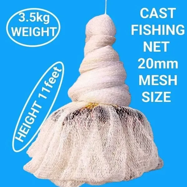AhmedFishNet_Cast_Net_20mm_Mesh_Size_Height_11feet,_Weight_3.5kg_Fishing_Net_(White)