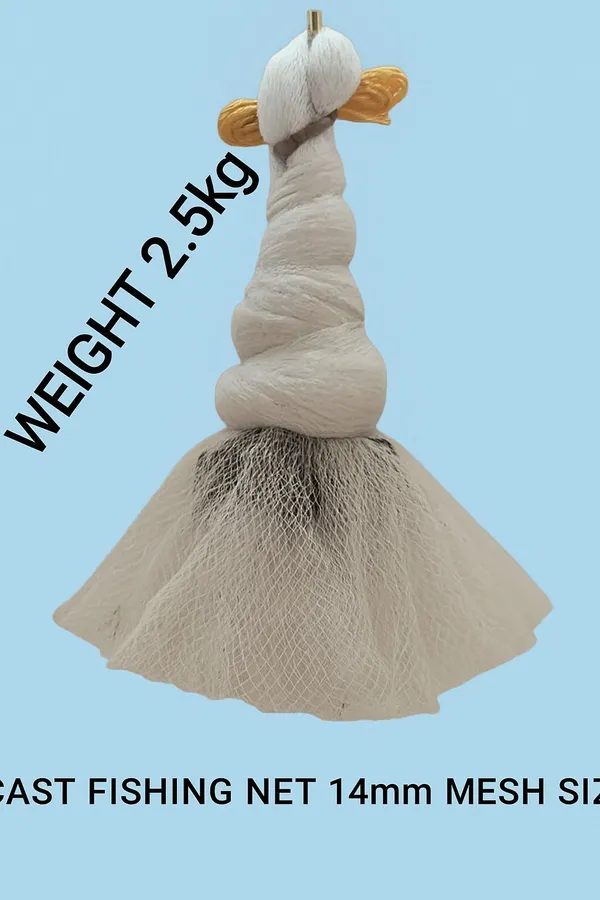 AhmedFishNet_1no._14mm_MESH_Size,_ROUND-36feet,_Weight-2.5kg,_HEIGHT-9feet_(White)_Fishing_Net_(White)