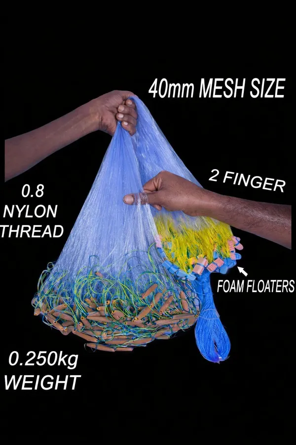 AhmedFishNet_2_FINGER_40MM_GILNET_MUD_SINKER,HIGHT3FT,UP_LENTH45FT(Blue,Green)_Fishing_Net_(Multicolor)
