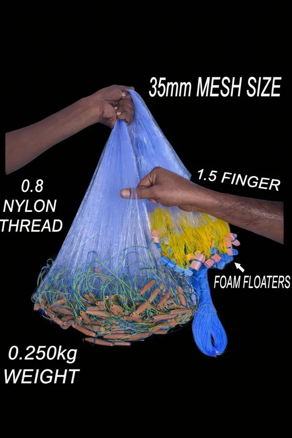 AhmedFishNet_1.5_FINGER_35MM_GILNET_MUD_SINKER,HIGHT3FT,UP_LENTH45FT(Blue,Green)_Fishing_Net_(Multicolor)