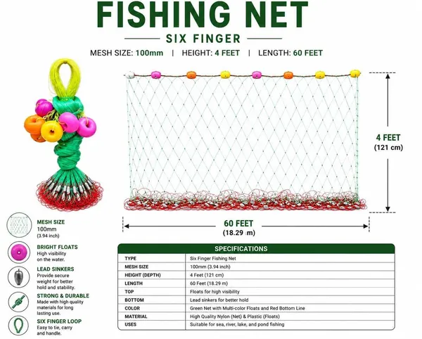 Ahmedfishingnet_Star_Fishing_Net_6_finger_100mm_Mesh_Size_(100mm_Ball_Net)_Fishing_Net_(Multicolor)