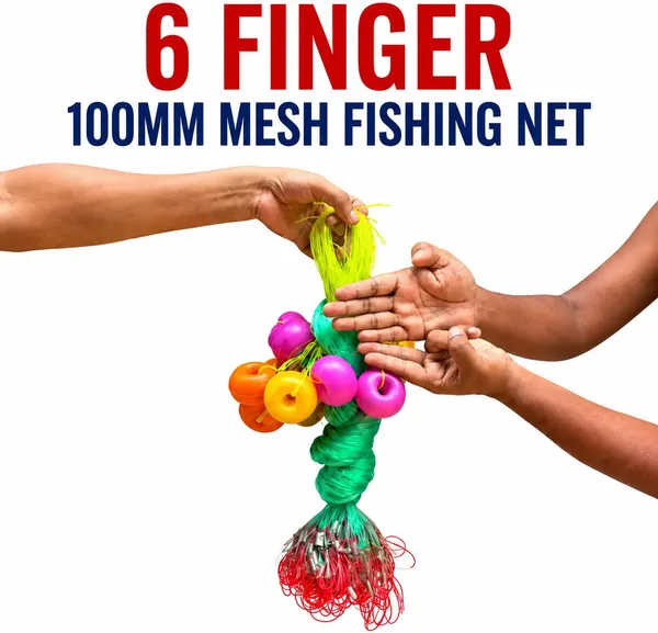 Ahmedfishingnet_Ahmed_Fishing_Net_6_finger_100mm_Mesh_Size_(100mm_Ball_Net)_Fishing_Net_(Multicolor)