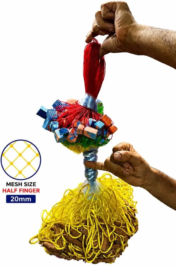 AHMEDENTERPRISE_20MM_HALF_FINGER_MALAI_SUTO_GILL_NET_Fishing_Net_(White,_Yellow)