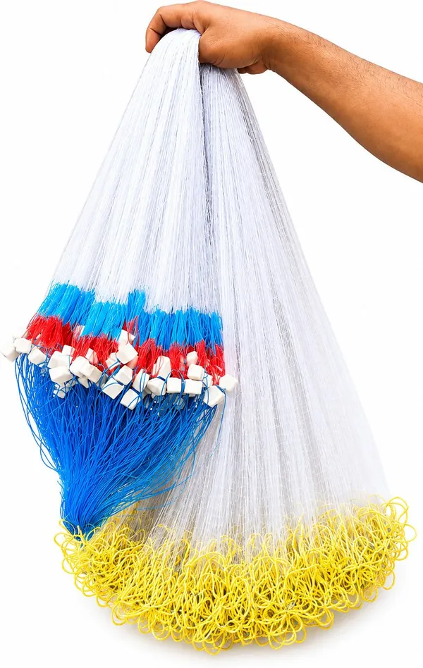 AhmedFishNet_Ahmed_Fishnet_GILLNET_8/20mm_MESH_SIZE_Fishing_Net_LEAD_SINKER_Fishing_Net_(Blue,_White)