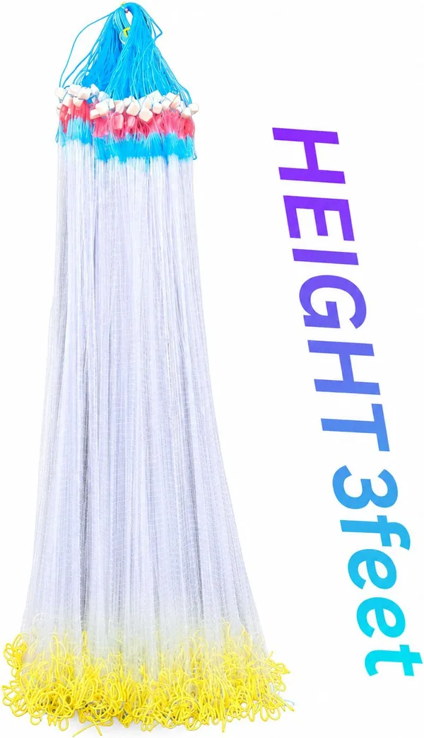 AhmedFishNet_Ahmed_Fishnet_GILLNET_8/20mm_MESH_SIZE_Fishing_Net_LEAD_SINKER_Fishing_Net_(Blue,_White)