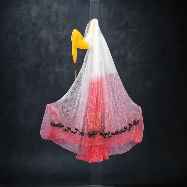 Ahmedfishnet_18Mm_Mesh_Size,_Weight-2Kg,Height-7Feet_(Pink,White,Yellow)_Fishing_Net_Fishing_Net_(Multicolor)