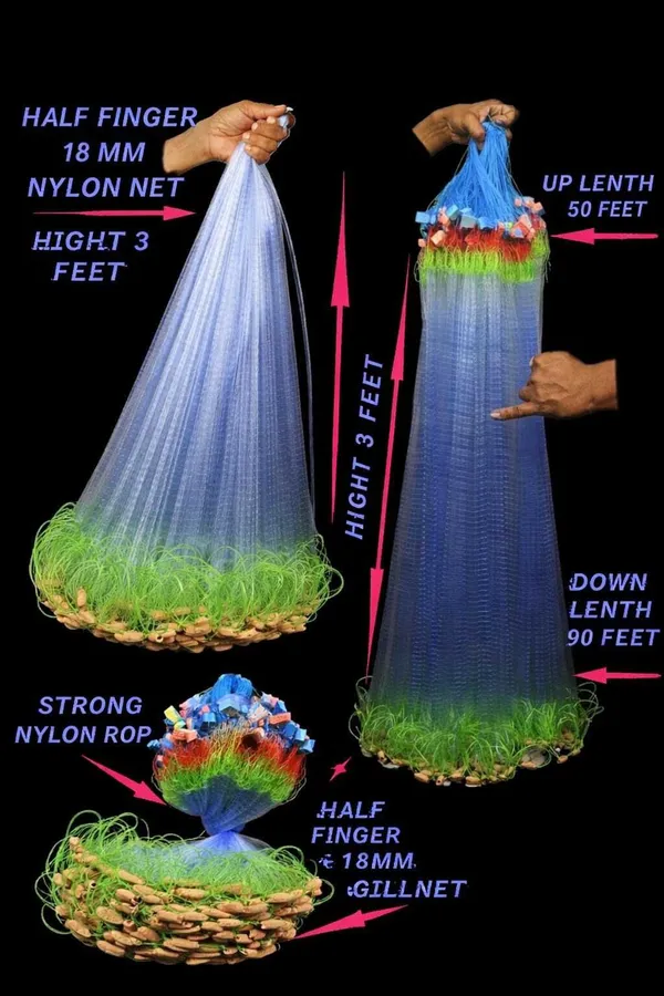 AhmedFishNet_Half_finger_18mm_mesh_size_height_3feet_Gillnet(pack_of_2)_Fishing_Net_(Multicolor)