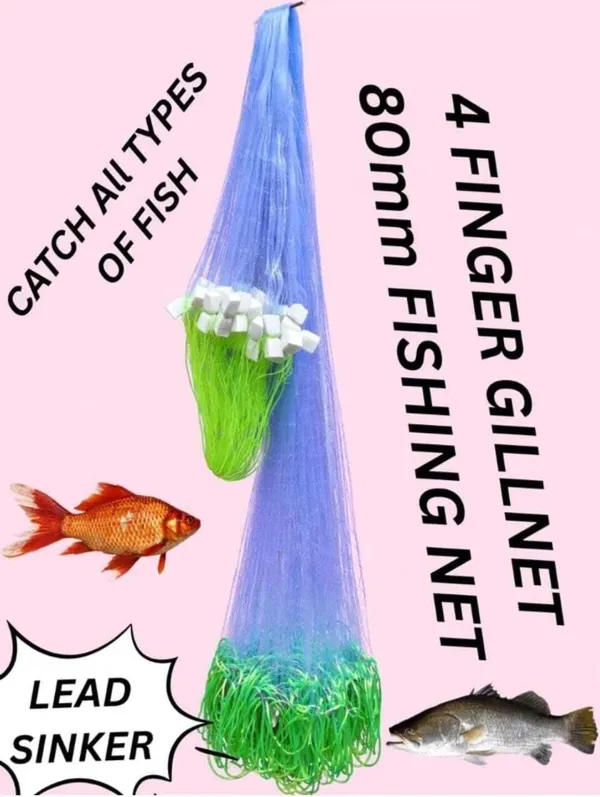 AhmedFishNet_4_FINGER_GILLNET,_80mm_MESH_SIZBlue_Fishing_Net_(Multicolor)