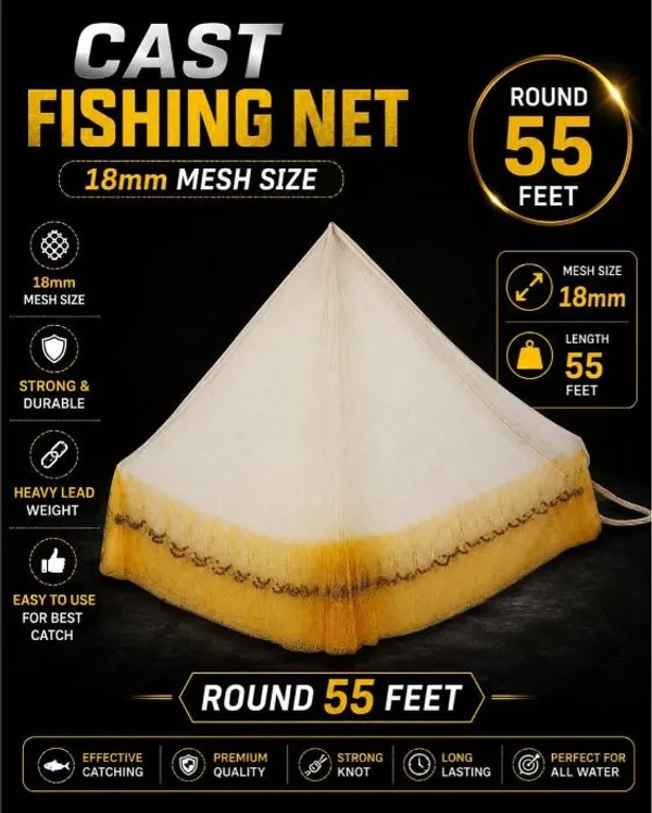 AhmedEnterprise_18mm_1+2_white+yellow_4kg_cast_net_Fishing_Net_(White,_Yellow)_Fishing_Net_(White,_Yellow)