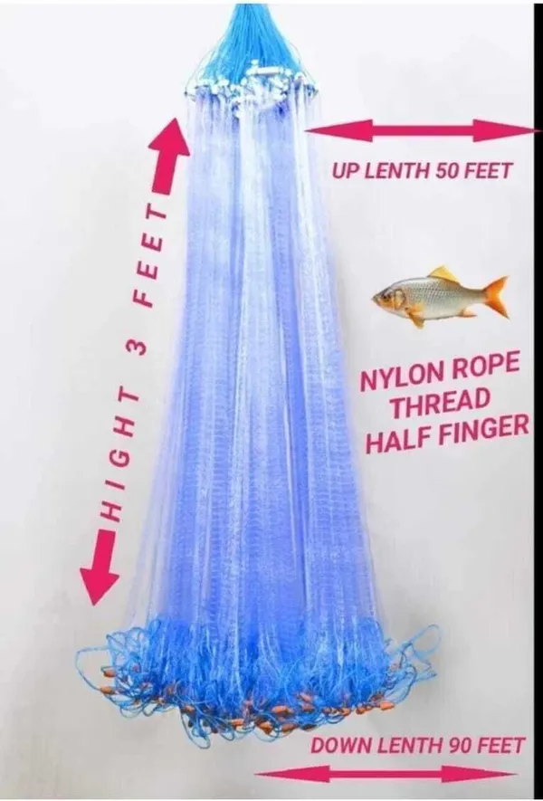 AhmedFishNet_SMALL_FINGER_20MM_GILLNET_MUD_SINKER_HIGHT_3FT_Fishing_Net_(Multicolor)